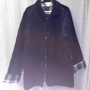 Women’s plus size Quilted Navy Jacket with Plaid flannel Lining